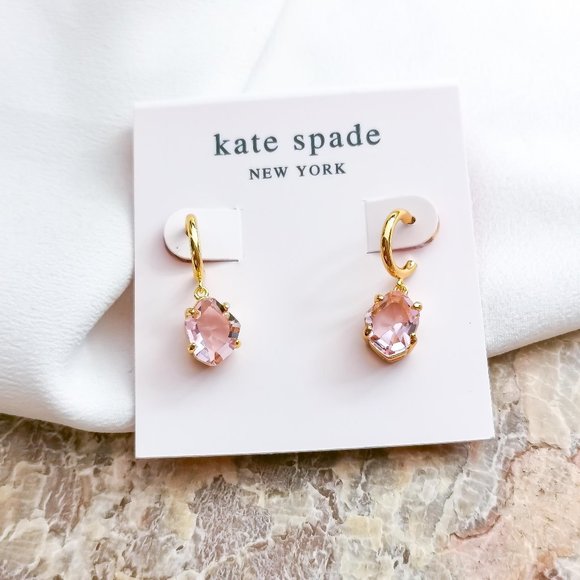 Kate Spade | gold treasure trove pink Huggie Earrings